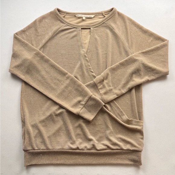 Rachel Roy Gold Shimmer Wrap Style Top Long Sleeve Sparkle Blouse Size S - Picture 4 of 6